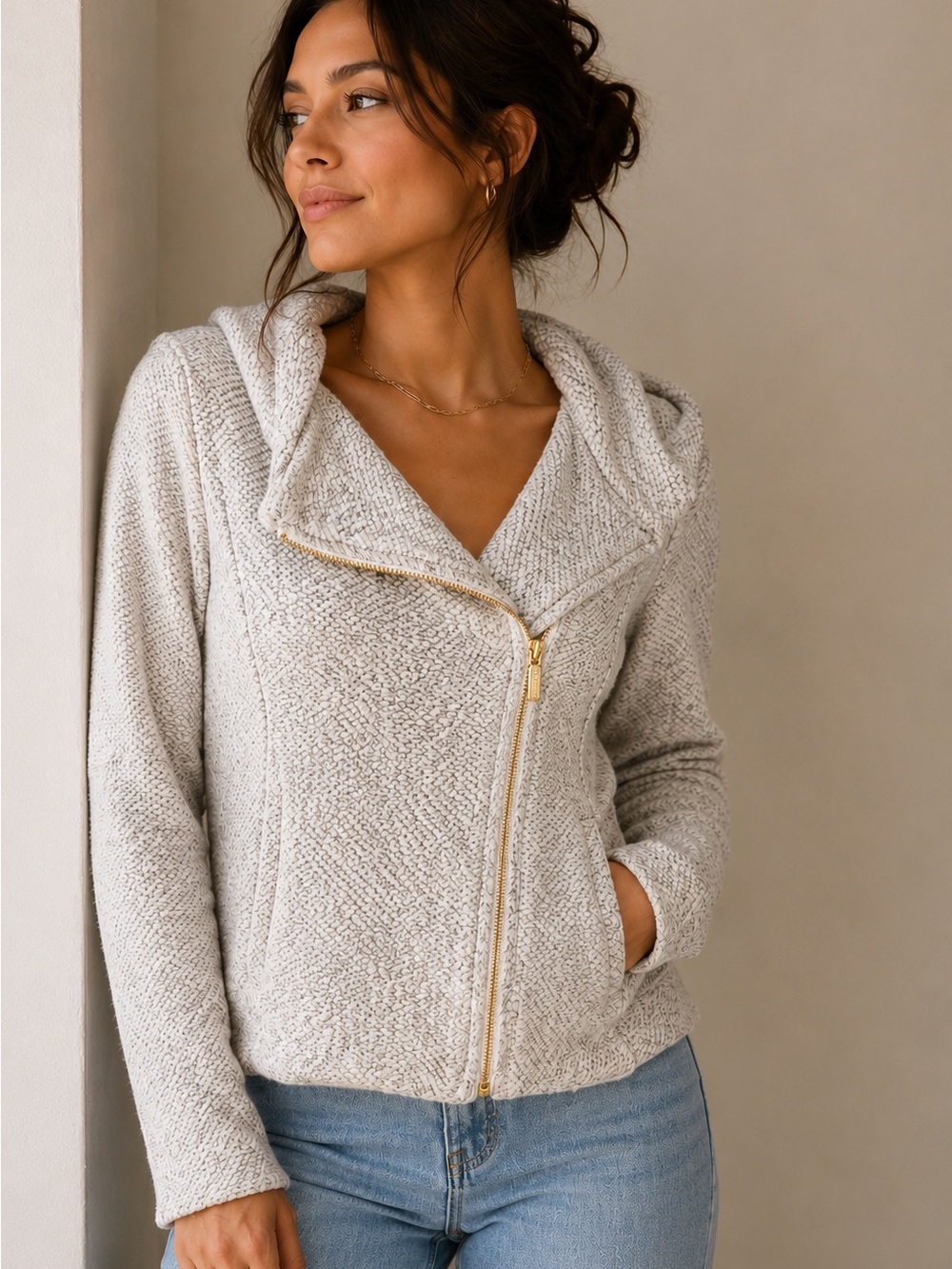 Lucky Brand zip Up Hoodie Gray Size S